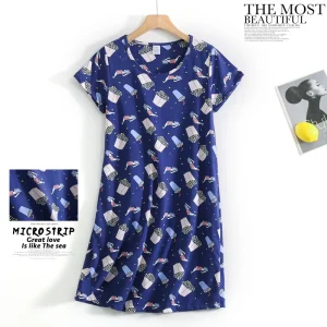 Chemise de nuit été bleu nuit